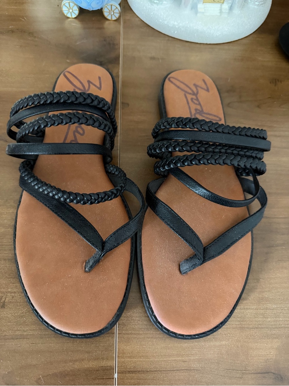 Zodiac Black Braided Strap Women's Sandals